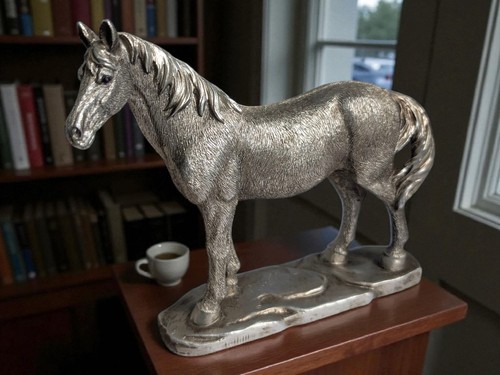Silver horse statue detailed - statue.,