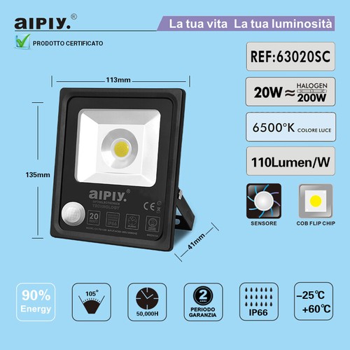 Faro led 20w sensore - led,