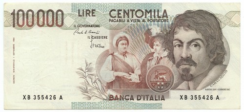 100000 lire caravaggio - i, tipo