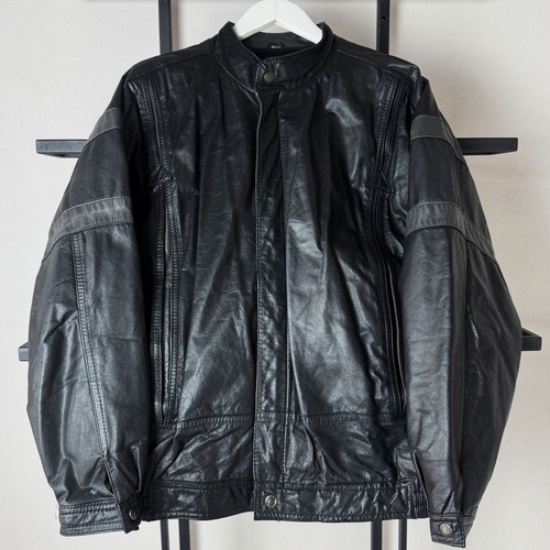 Giacca moto pelle nera vintage - giacca,