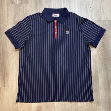 Polo Fila vintage manica corta righe blu taglia XL baseball sport