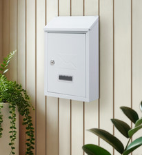 Cassetta postale da parete bianca con serratura design classico patta cassetta postale ghisa