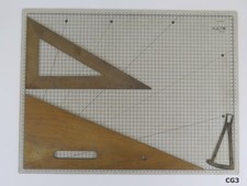 STRUMENTI DA MISURAZIONE ANTICHI SQUADRE IN LEGNO E GONIOMETRO CG3