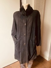 Burberry’s Cappotto In Vera Pelle E Pelo Elegante Blu Tg. 2xL 48 It Vintage