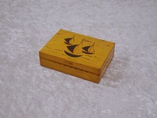 Scatola In Legno - Vintage - Fatto A Mano - Barche A Vela - 12,8 cm