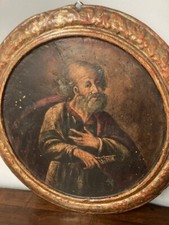 Antico dipinto  tondo olio su