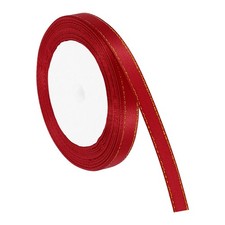 Nastro in raso doppia faccia 3/8 pollici x 24 iarde con bordo dorato, vino