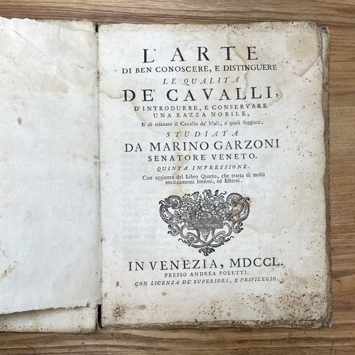 Raro libro antico sul - , cavallo