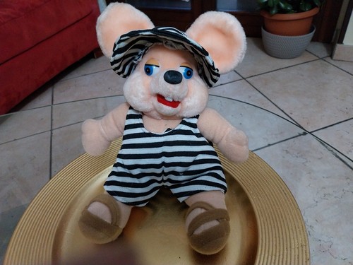 Topo gigio peluche bianco nero - topo,