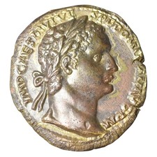 Moneta in ottone domiziano incisa a mano Æ inedita Sesterzio Impero Romano 81...