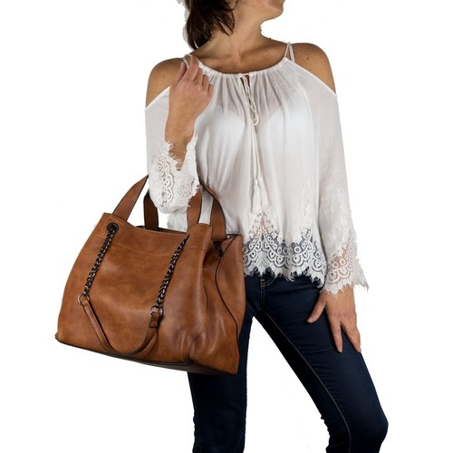 Borsa color cuoio donna - cuoio, da
