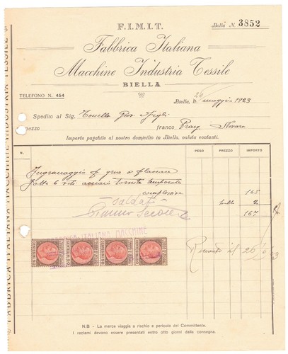 Fattura biella fabbrica - biella,