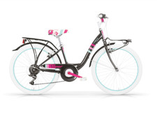 BICI 24" Bicicletta FLEUR Nera Senza Cestino Passeggio Cambio 6V per bambina MBM