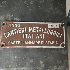 vecchia targa insegna VAGONE CARROZZA TRENO FERROVIA - CASTELLAMMARE STABIA 1981