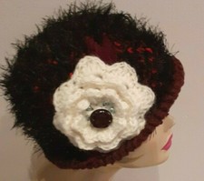 Cappello donna invernale fiori shabby berretto boho rose Natale