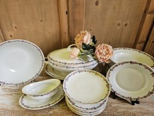 1918 Porcellana Servizio Piatti Victoria Cechoslovakia Zuppiera Piatto Salsiera 