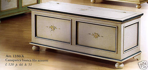 Cassapanca bianca filo - filo, azzurro
