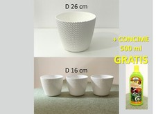 Set vaso di plastica bianco D16, D26 come nuovo