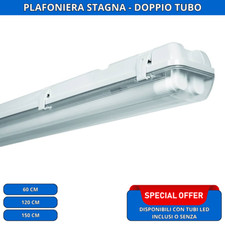 PLAFONIERA STAGNA LED COMPLETA DI NEON TUBO T8  60-120-150 CM 220V SOFFITTO IP65