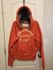 Abercrombie & Fitch Felpa con Cappuccio Uomo Arancione Vestibilità Muscolare XL