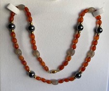 Collana Pietre Dure Corniola Agata Ematite Oro 750°/°° 18kt.  Valenza