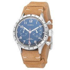 HEMEL HF31MTC Cronografo Meccanico Quarzo Acciaio Nero Marrone Orologio Uomo