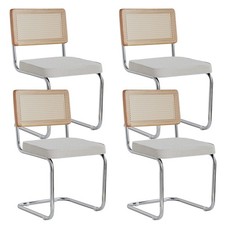 Set di 4 Sedia da Pranzo Sedia Dondolo Design Moderno Struttura Metallo Bianco