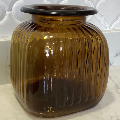 Vaso vetro ambrato rigato - vetro,