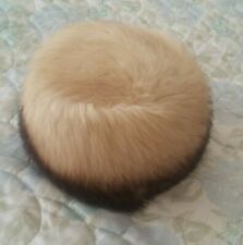 Cappello artigianale colbacco donna crema castano sfumato vera pelliccia volpe