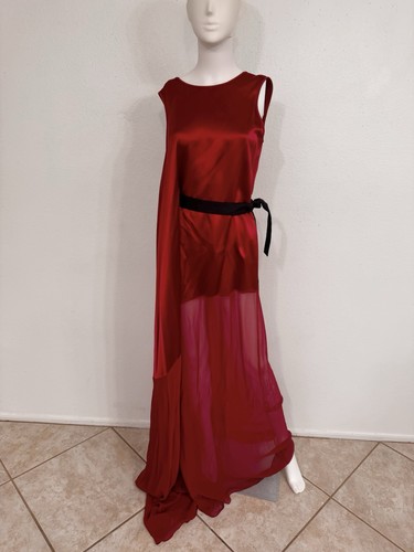 Abito lungo vionnet rosso seta - abito,