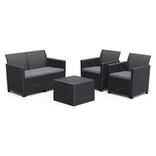 Salotto Per Esterni Divano Poltrone Cuscini Tavolino Contenitore Claire Keter