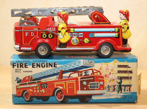 Japan tin toy fire - toy,, truck