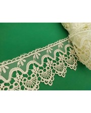 Passamaneria Pizzo Macramè Organza Ricamo Panna Smerlato Alto 6 Cm 855