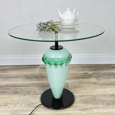 Tavolino Lampada in vetro di Murano anni 80 modernariato Piano rotondo 1980