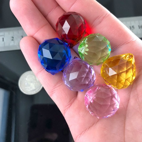 6pc rainbow crystal - rainbow, ball