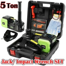 Electric Hydraulic Floor Jack 5 Ton 12V Impact Wrench Tire Inflator Pump Car Kit