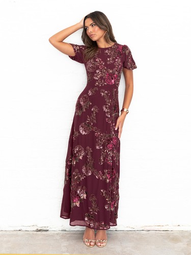 Abito lungo maya cranberry - abito,
