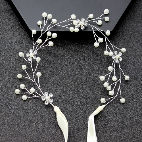 Cerchietto perlato argento con