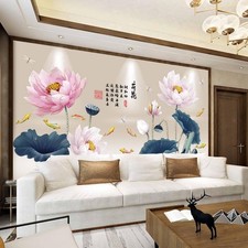 2 adesivi murali a forma di fiore di loto, adesivi murali floreali per la