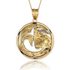 Ciondolo tondo capra oro