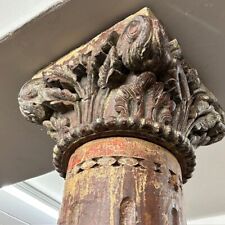 Antica coppia di Colonne XVIII sec policrome con capitelli corinzi . Strepitose