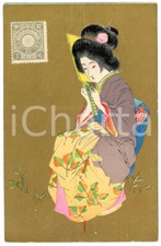 1910 ca JAPAN Geisha with her traditional kimono - Gold - Old postcard