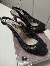 Sandali Donna Eleganti con Tacco Alto, Pelle Lucida E Pizzo.