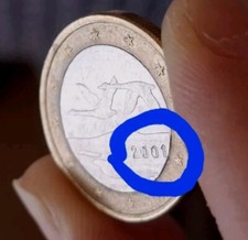 Errore Conio Euro Moneta  da 1 Euro Finlandia 2001 Cigni  uccelli in volo.