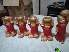   5 Angioletti Porta Candele In Ceramica Di Natale