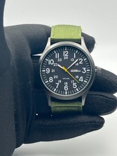Orologio uomo 24 ore Giorno Data Illuminazione cinturino nylon verde quadr nero