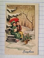 Cartolina Buon Anno Bimbi Su Panchina Paesaggio Innevato GM 7/806 RV44 *