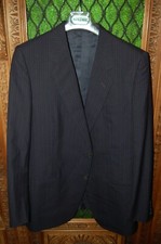 Utratex, Vestito uomo, Gessato, Grigio riga azzurra e ocra, Lana, tg 52, Usato