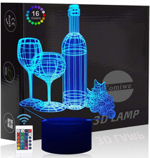 Bicchiere Di Vino Luce Notturna Di Illusione 3D,16 Colori Controllo Touch E Tele