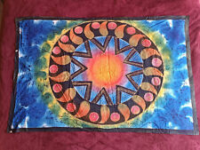 Arazzo batik indiano con sole rettangolare fatto a mano vintage